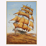 纯手绘油画乘风破浪玄关装饰画走廊挂画厚肌理油画画师直供