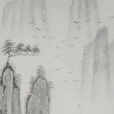 纯手绘油画新中式贴银泊背靠银山客厅玄关装饰画走廊挂画画师直销