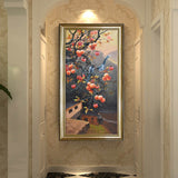 纯手绘柿柿平安油画客厅玄关餐厅抽象简约装饰画高清喷绘厂家直销
