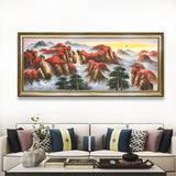 纯手绘山水风景油画鸿运当头客厅办公室装饰画高清喷绘厂家直销