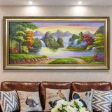 纯手绘山水风景油画客厅办公室现代简约装饰画高清喷绘厂家直销