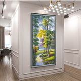 纯手绘风景油画客厅玄关挂画现代简约装饰画高清喷绘厂家直销