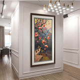 纯手绘柿柿平安油画客厅玄关餐厅抽象简约装饰画高清喷绘厂家直销