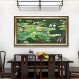 纯手绘荷塘风光装饰画客厅餐厅办公室简约装饰画高清喷绘厂家直销