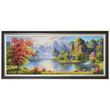 纯手绘山水风景油画客厅办公室招财风水装饰画高清喷绘厂家直销