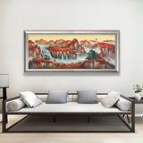 纯手绘山水风景油画客厅办公室鸿运当头装饰画高清喷绘厂家直销