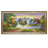 纯手绘山水风景油画客厅办公室现代简约装饰画高清喷绘厂家直销