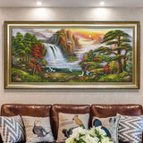 纯手绘山水风景油画客厅酒店大堂办公室装饰画高清喷绘厂家直销