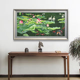 纯手绘荷塘风光装饰画客厅餐厅办公室简约装饰画高清喷绘厂家直销