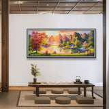 纯手绘山水风景招财油画客厅办公室酒店装饰画高清喷绘厂家直销