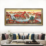 纯手绘山水风景油画鸿运当头客厅办公室装饰画高清喷绘厂家直销