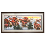 纯手绘山水风景油画客厅办公室鸿运当头装饰画高清喷绘厂家直销