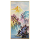 新中式纯手绘风景油画聚宝盆玄关书房挂画现代简约装饰