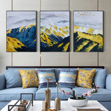 纯手绘欧式客厅金山油画背有靠山书房挂画现代简约装饰画可定制