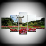 5 Panels Modular Picture Wall Art Painting Flowers Windmill Print on Canvas Living Room Home Decoration Framed Artwork