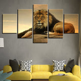 5 Pieces Canvas Painting The King Of Beasts Lion picture print poster framed wall art
