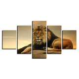 5 Pieces Canvas Painting The King Of Beasts Lion picture print poster framed wall art