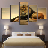 5 Pieces Canvas Painting The King Of Beasts Lion picture print poster framed wall art