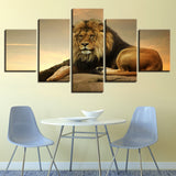 5 Pieces Canvas Painting The King Of Beasts Lion picture print poster framed wall art