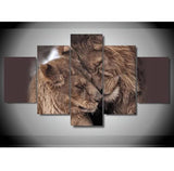 5 Pieces Canvas Paintings Animal Lion Couple print pictures home decor framed wall art