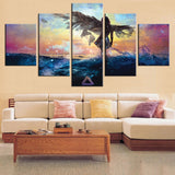 5 Pieces Canvas Paintings Anime Abstract Angel Wing print pictures home decor framed wall art WD-1253