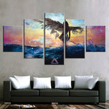 5 Pieces Canvas Paintings Anime Abstract Angel Wing print pictures home decor framed wall art WD-1253