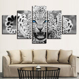 5 Pieces Canvas Paintings Blue Eyes Leopard Tiger print pictures home decor framed wall art WD-1260
