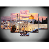 5 Pieces Canvas Paintings Jerusalem pictures Islam Building home decor framed wall art WD-1178