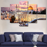 5 Pieces Canvas Paintings Jerusalem pictures Islam Building home decor framed wall art WD-1178