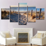 5 Pieces Canvas Paintings Sea Beach sand lane Seascape pictures home decor framed wall art WD-1149
