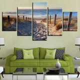 5 Pieces Canvas Paintings Sea Beach sand lane Seascape pictures home decor framed wall art WD-1149