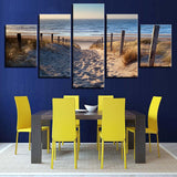 5 Pieces Canvas Paintings Sea Beach sand lane Seascape pictures home decor framed wall art WD-1149