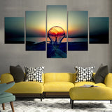 5 Pieces Canvas Paintings The Light Bulb Landscape pictures home decor framed wall art WD-1151