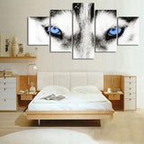 5 piece Animal Wolf Blue Eyes canvas painting room decor print poster wall art