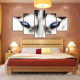 5 piece Animal Wolf Blue Eyes canvas painting room decor print poster wall art