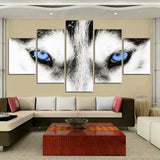 5 piece Animal Wolf Blue Eyes canvas painting room decor print poster wall art