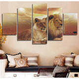 5 piece Set Couple Lion Sunset canvas painting Canvas picture painting anime room decor print poster wall art WD-1886
