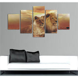 5 piece Set Couple Lion Sunset canvas painting Canvas picture painting anime room decor print poster wall art WD-1886