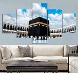 5 piece Set Islamic Muslim Islam Religious Hajj Round View canvas painting Canvas picture painting print poster wall art WD-1875