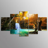 5 piece canvas Waterfall Landscape Modular Poster Canvas picture painting room decor print poster wall art