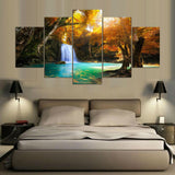 5 piece canvas Waterfall Landscape Modular Poster Canvas picture painting room decor print poster wall art
