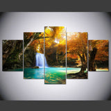5 piece canvas Waterfall Landscape Modular Poster Canvas picture painting room decor print poster wall art