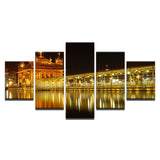 5 piece canvas painting Beautiful Golden Temple At Midnight Canvas picture painting room decor print poster wall art WD-1483
