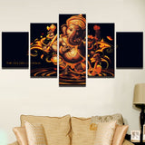 5 piece canvas painting India  Buddhism Ganesha Canvas picture painting room decor print poster wall art WD-1488