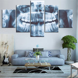 5 piece canvas x-ray Teeth dental picture Canvas picture painting room decor print poster wall art WD-3058
