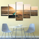 5 pieces canvas paintings Sunshine Beach Surf Board Seascape Pictures home decor poster print wall art WD-1339