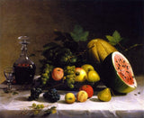 Canvas Print Wall Art - Still Life with Fruit and Wine - by Thomas Badger - Gallery Wrapped - 12x10 inch