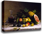 Canvas Print Wall Art - Still Life with Fruit and Wine - by Thomas Badger - Gallery Wrapped - 12x10 inch