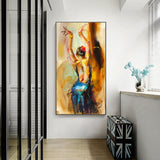 Abstract  Dancing Ballerina Girl Oil Painting on Canvas Scandinavian Posters and Prints Wall Art Picture for Living Room Cuadros