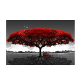 Abstract Red Tree Scenery Landscape Oil Painting on Canvas Posters and Prints Cuadros Art on the Wall Picture for Living Room